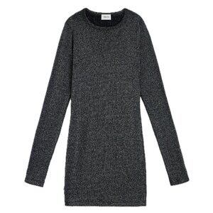 Mikuta Dark Glitter Ribbed Long Sleeve Mini Dress NWT